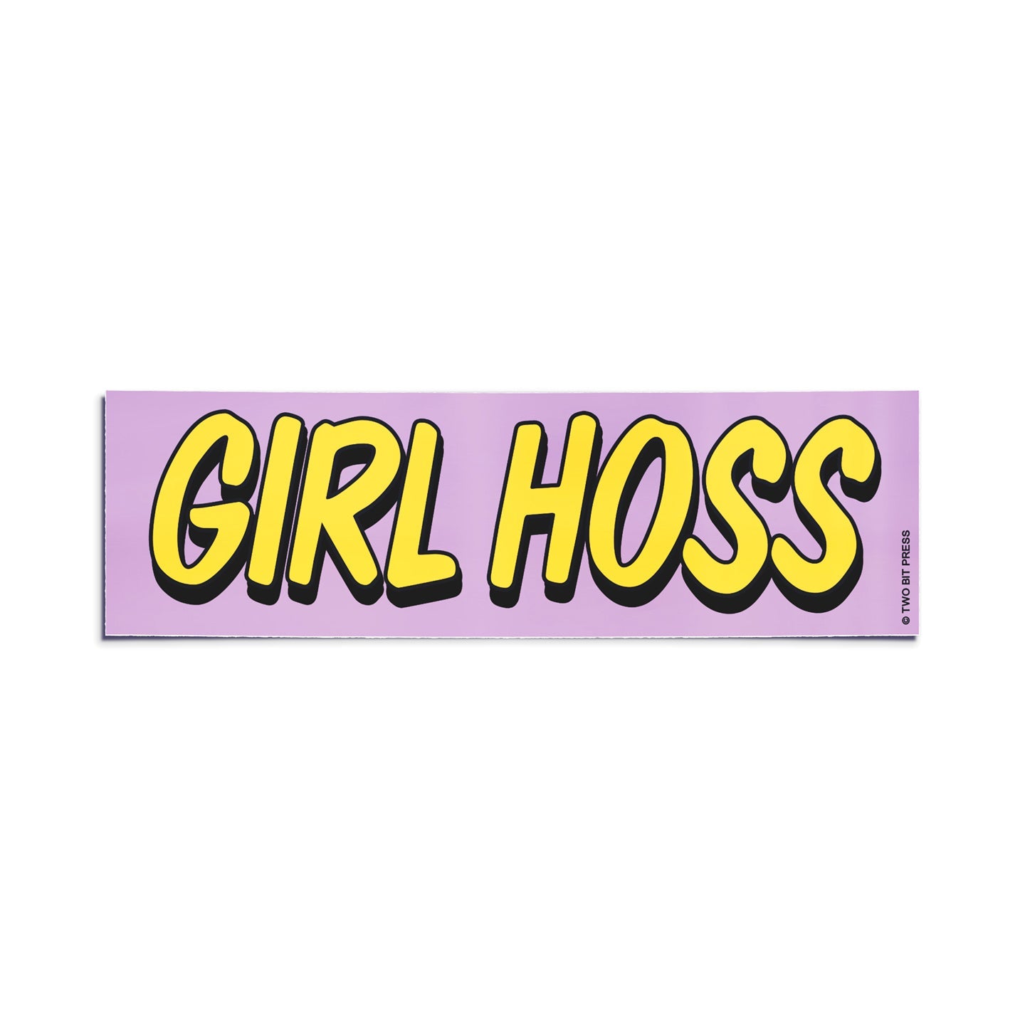 A vinyl bumper sticker reading "GIRL HOSS" on a white background.