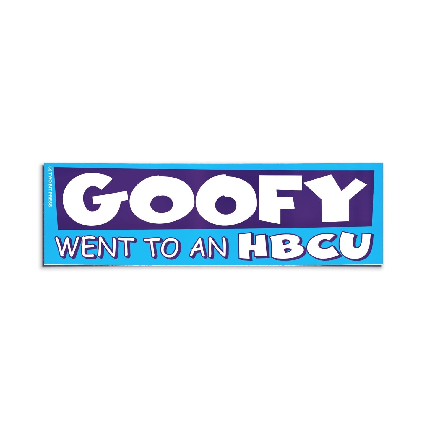 A vinyl bumper sticker reading "GOOFY went to an HBCU" on a white background.