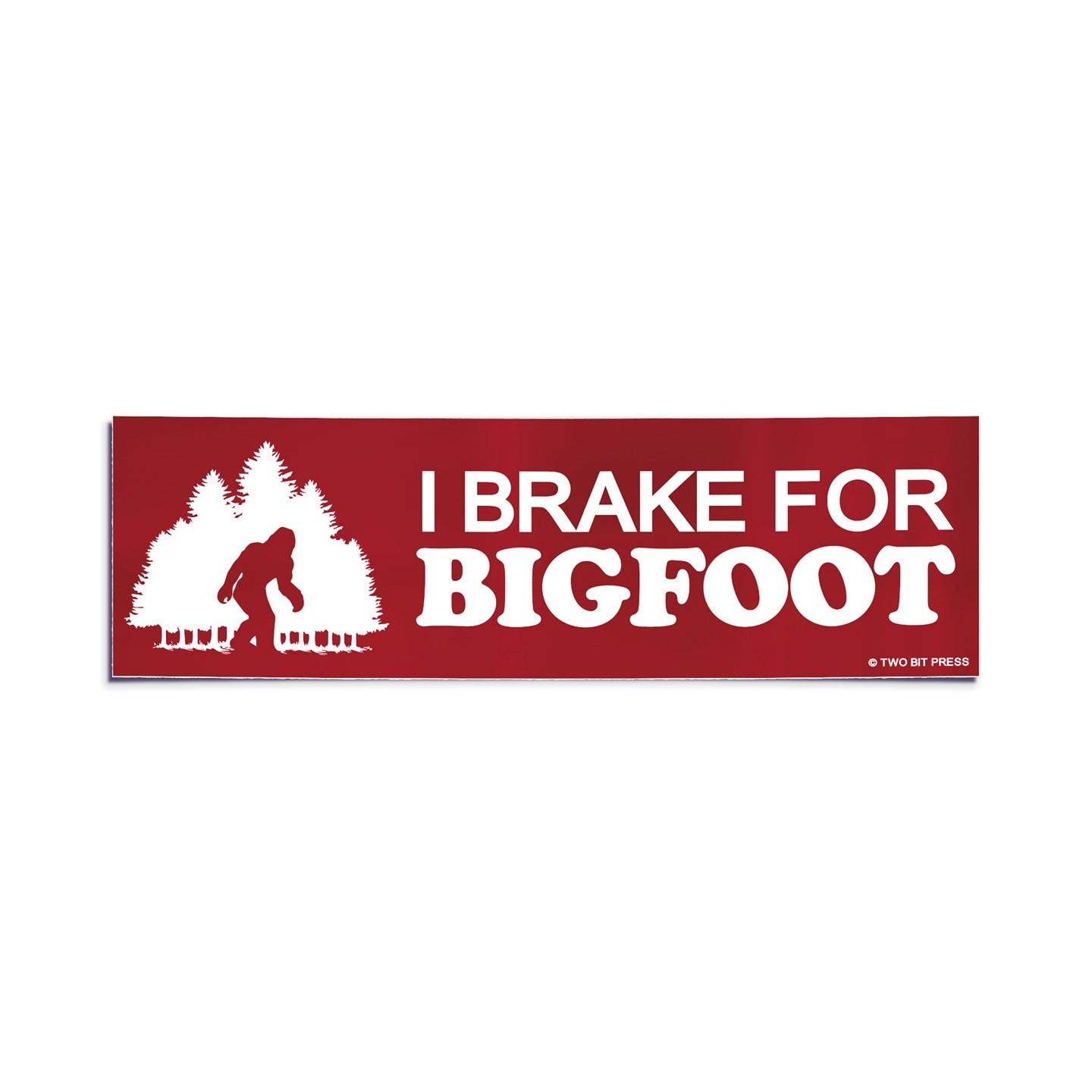 A vinyl bumper sticker showing a sasquatch and the text "I BRAKE FOR BIGFOOT" on a white background.