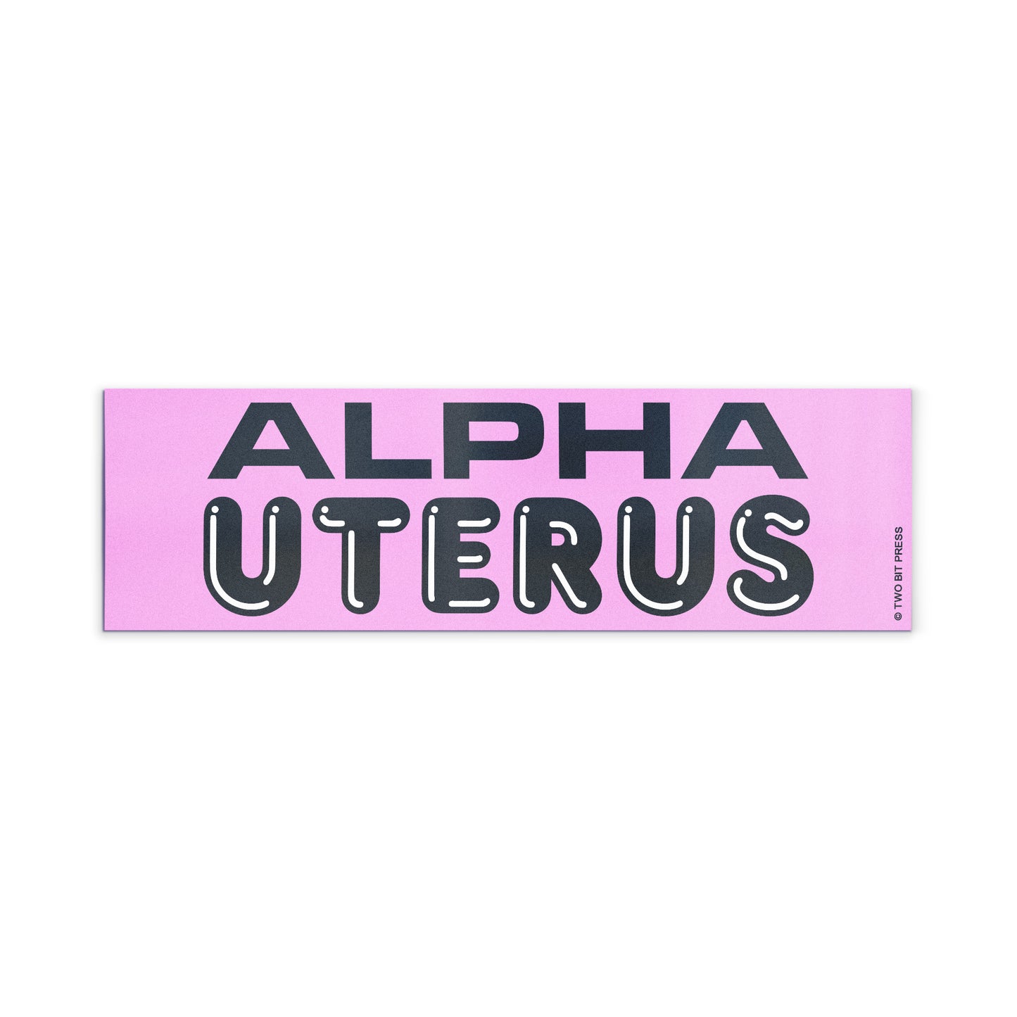 A vinyl bumper magnet reading "ALPHA UTERUS" on a white background.