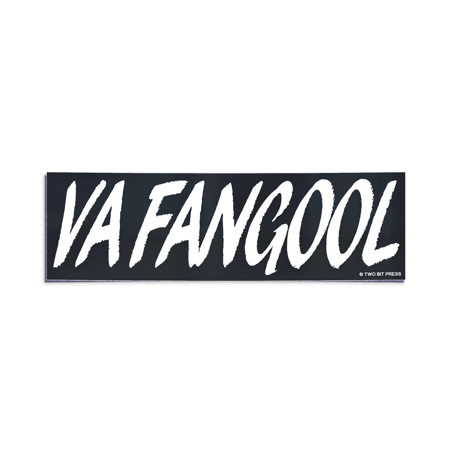 A vinyl bumper sticker reading "VAFANGOOL" on a white background.