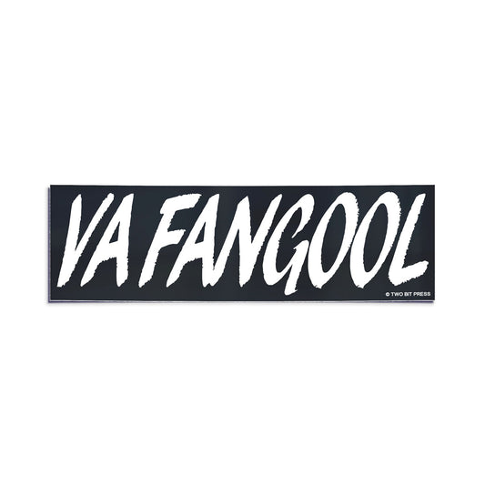 A vinyl bumper sticker reading "VAFANGOOL" on a white background.