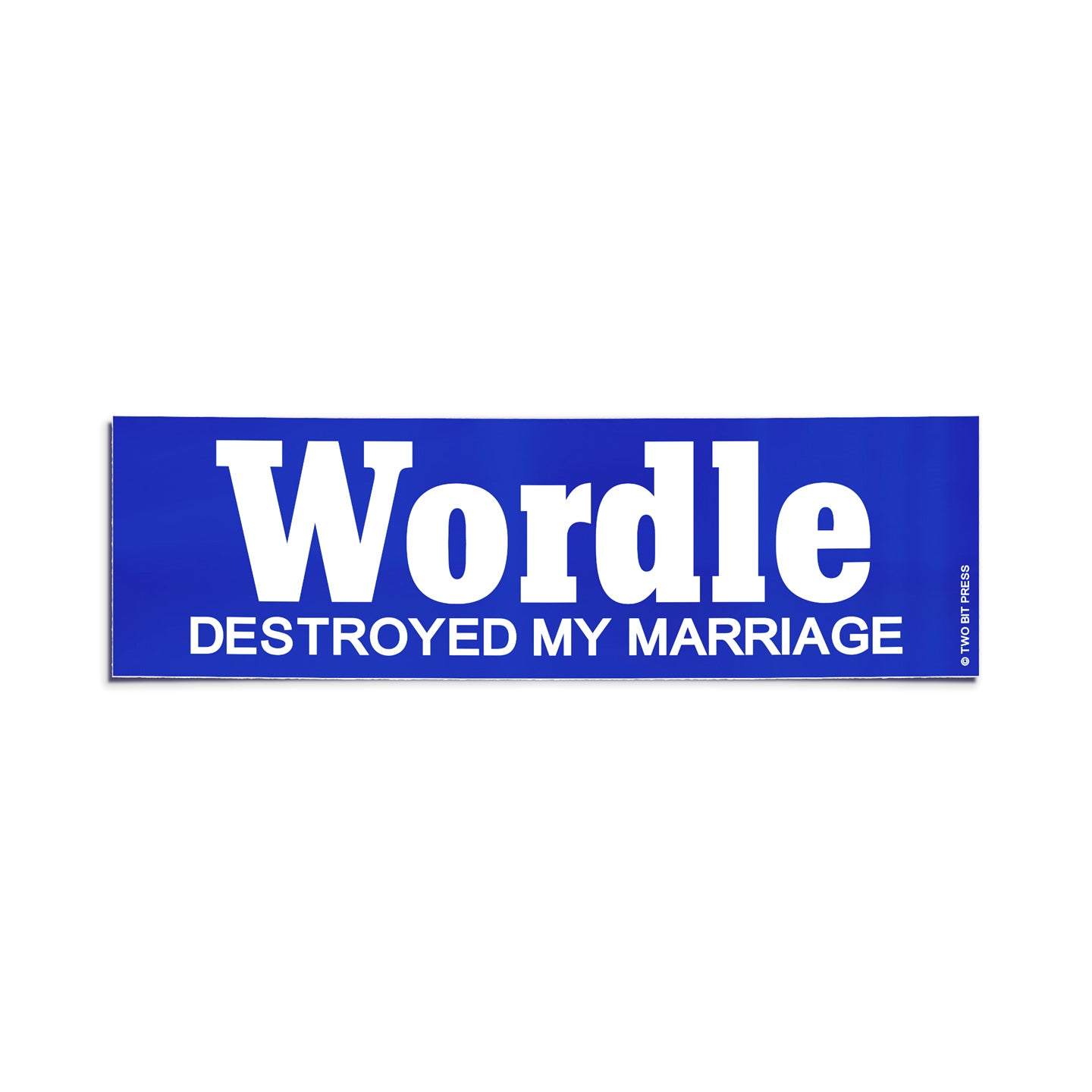A vinyl bumper sticker reading "WORDLE DESTROYED MY MARRIAGE" on a white background.